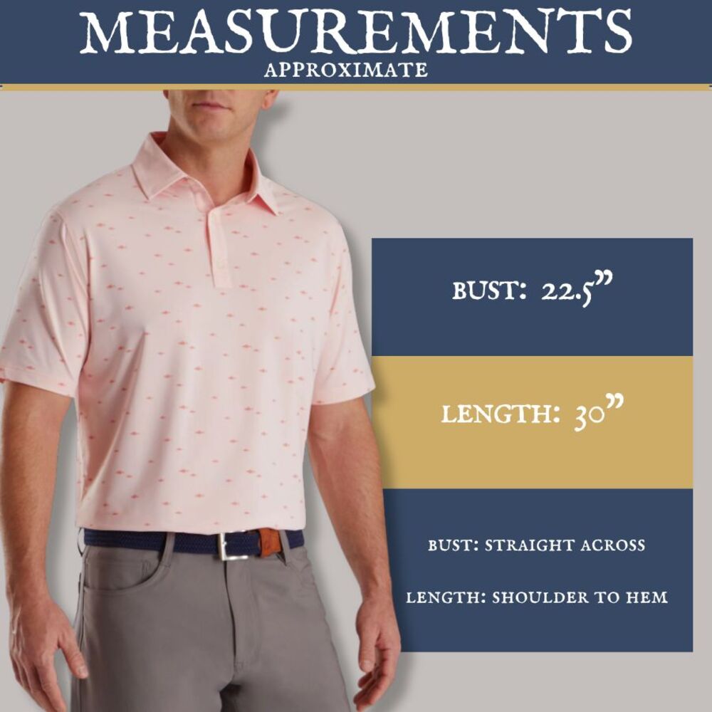 FootJoy School Of Fish Print Lisle Golf Polo Shirt In Quartz Pink Men's Medium - Picture 4 of 5